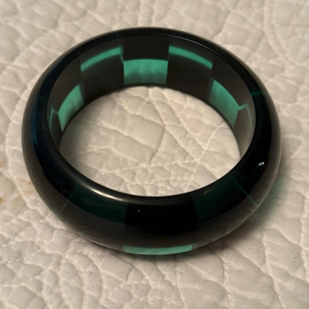 Schultz Teal Translucent And Black Checkered Vint… - image 3